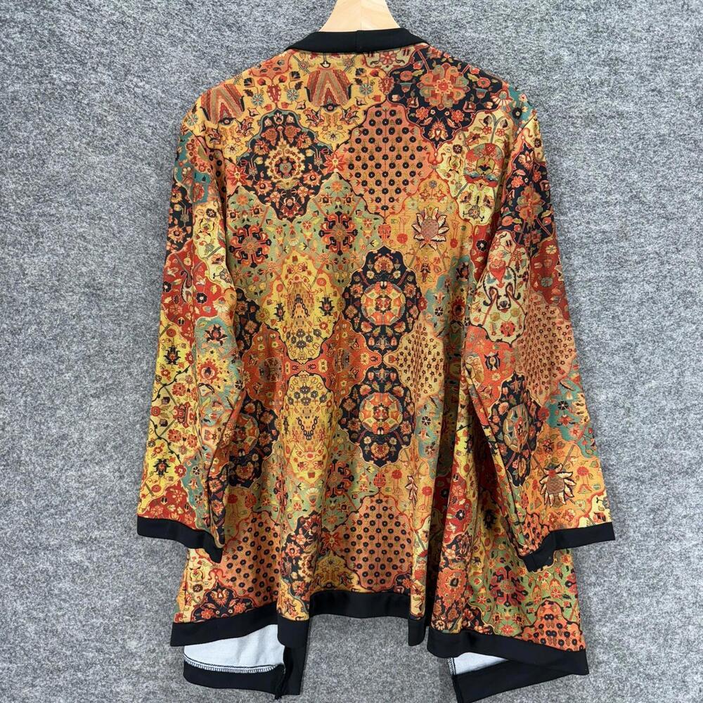 Unbranded Top Women M Medium Brown Geometric Long Sleeve Open Front Casual - Picture 2 of 7